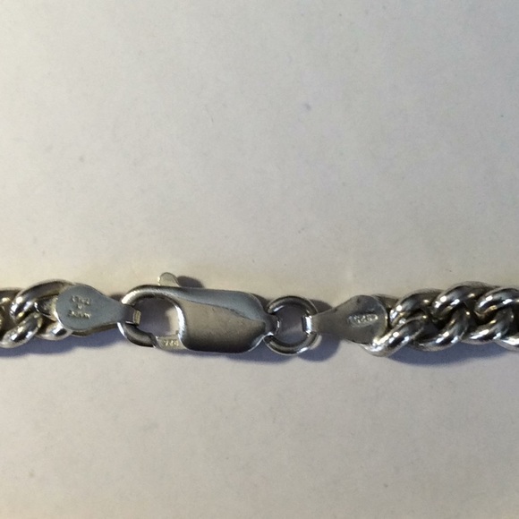 Sterling Silver Curb Chain Bracelet Italy - Picture 2 of 5
